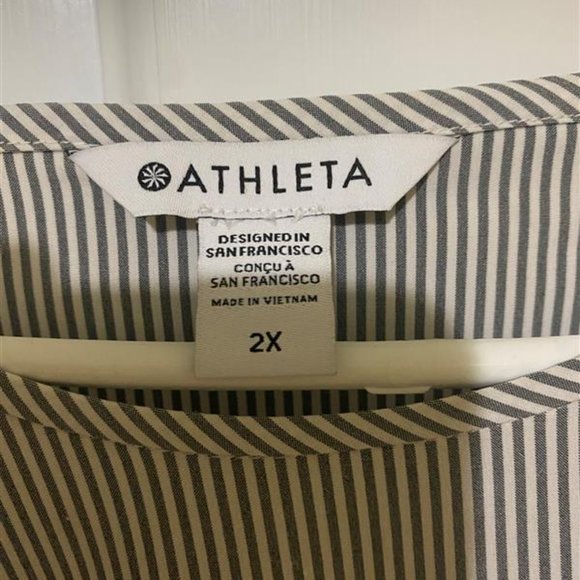 Athleta Black and White Striped Button Down Shirt - Picture 2 of 3